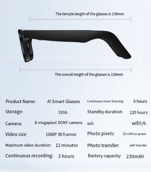 AI Camera Smart Glasses - SUPERNEOVONASUPERNEOVONA