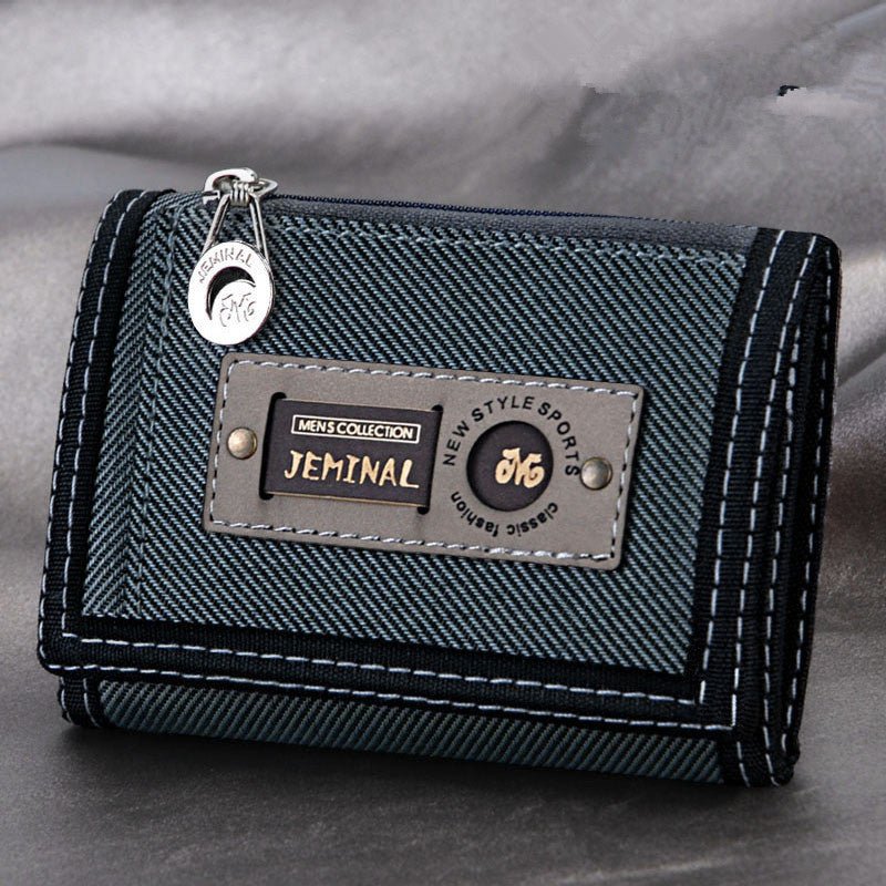 Men'S Canvas Short Three - Fold Simple Small Wallet Student Zipper Change Boy Child Multifunctional Folding Cloth Wallet - SUPERNEOVONAMy Store 4