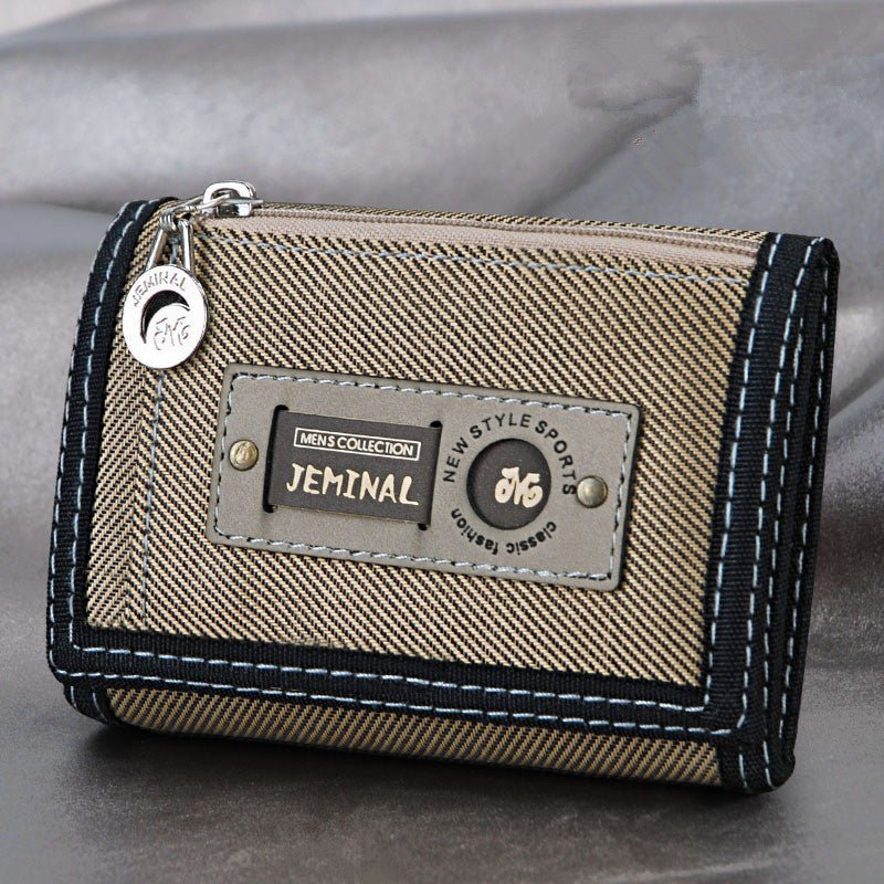 Men'S Canvas Short Three - Fold Simple Small Wallet Student Zipper Change Boy Child Multifunctional Folding Cloth Wallet - SUPERNEOVONAMy Store 4