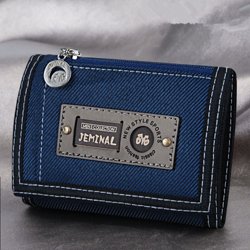Men'S Canvas Short Three - Fold Simple Small Wallet Student Zipper Change Boy Child Multifunctional Folding Cloth Wallet - SUPERNEOVONAMy Store 4