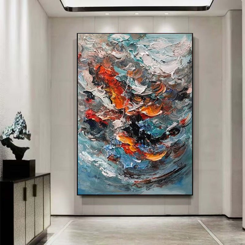 Large Colorful 3D Texture Handmade Oil Painting Original Abstract For Living Room Contemporary Home Decor Scandinavian Art - SUPERNEOVONAMy Store 4