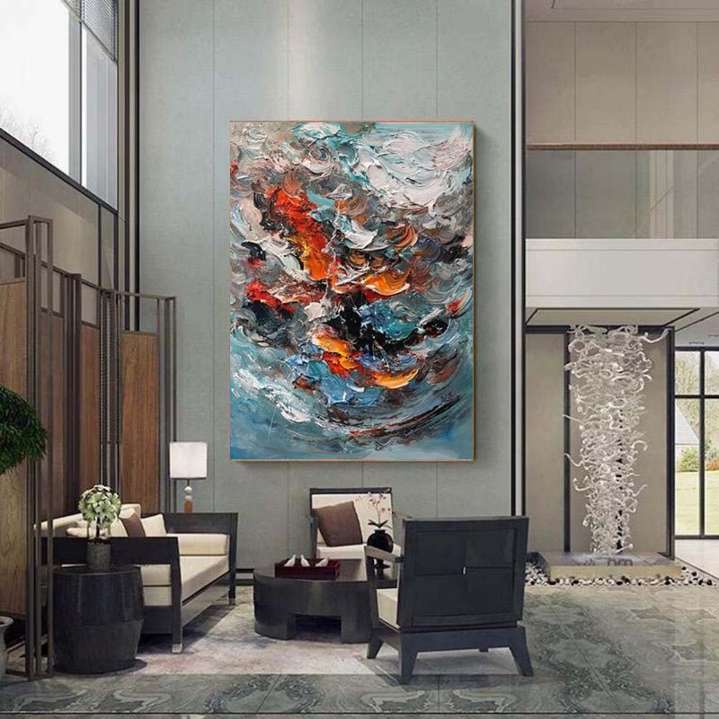 Large Colorful 3D Texture Handmade Oil Painting Original Abstract For Living Room Contemporary Home Decor Scandinavian Art - SUPERNEOVONAMy Store 4