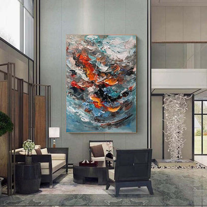 Large Colorful 3D Texture Handmade Oil Painting Original Abstract For Living Room Contemporary Home Decor Scandinavian Art - SUPERNEOVONAMy Store 4
