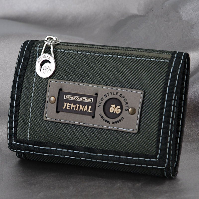 Men'S Canvas Short Three - Fold Simple Small Wallet Student Zipper Change Boy Child Multifunctional Folding Cloth Wallet - SUPERNEOVONAMy Store 4