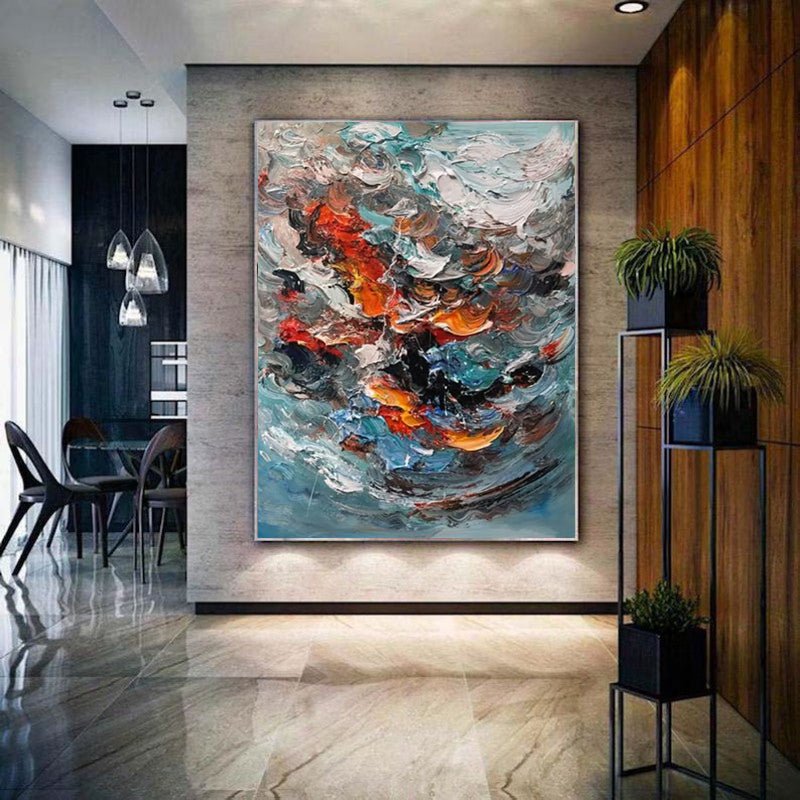 Large Colorful 3D Texture Handmade Oil Painting Original Abstract For Living Room Contemporary Home Decor Scandinavian Art - SUPERNEOVONAMy Store 4