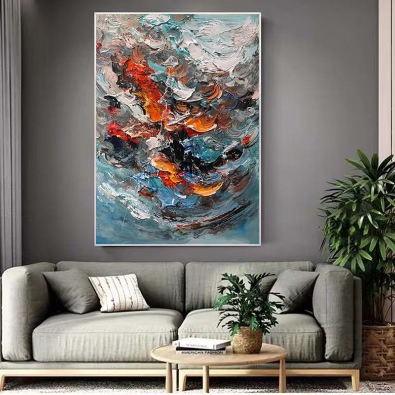 Large Colorful 3D Texture Handmade Oil Painting Original Abstract For Living Room Contemporary Home Decor Scandinavian Art - SUPERNEOVONAMy Store 4