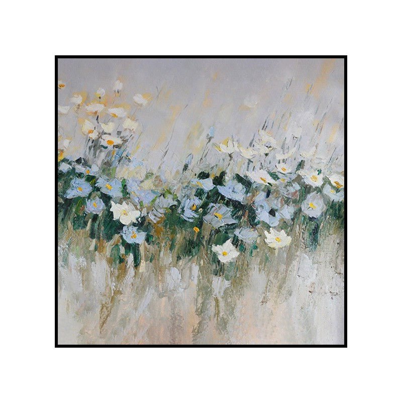 Handmade Oil Painting Canvas Wall Art Decoration Modern Blue Flowers For Home Decor Rolled Frameless Unstretched Painting - SUPERNEOVONAMy Store 4