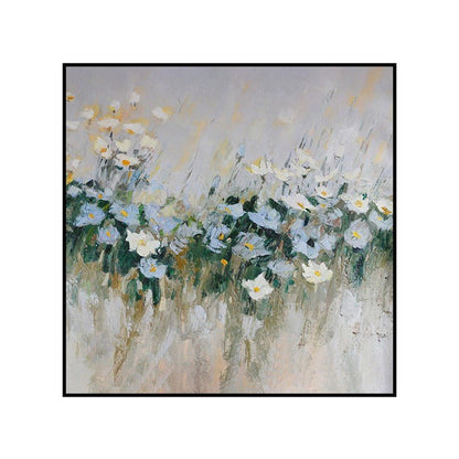 Handmade Oil Painting Canvas Wall Art Decoration Modern Blue Flowers For Home Decor Rolled Frameless Unstretched Painting - SUPERNEOVONAMy Store 4