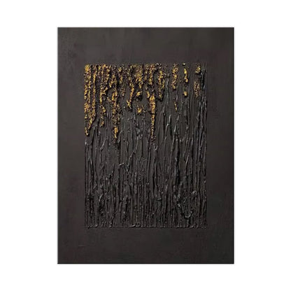 Large Black Abstract Handmade Painting Gold Textured Wall Art Minimalist Wabi - sabi Modern Home Living Room Decor - SUPERNEOVONAMy Store 4