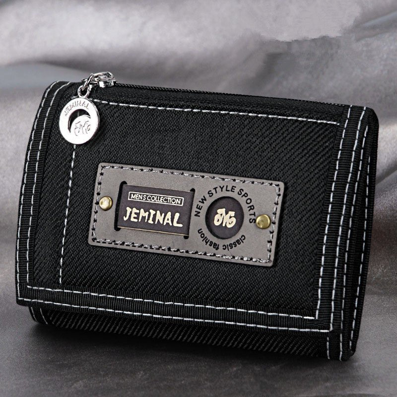 Men'S Canvas Short Three - Fold Simple Small Wallet Student Zipper Change Boy Child Multifunctional Folding Cloth Wallet - SUPERNEOVONAMy Store 4
