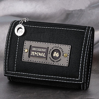 Men'S Canvas Short Three - Fold Simple Small Wallet Student Zipper Change Boy Child Multifunctional Folding Cloth Wallet - SUPERNEOVONAMy Store 4