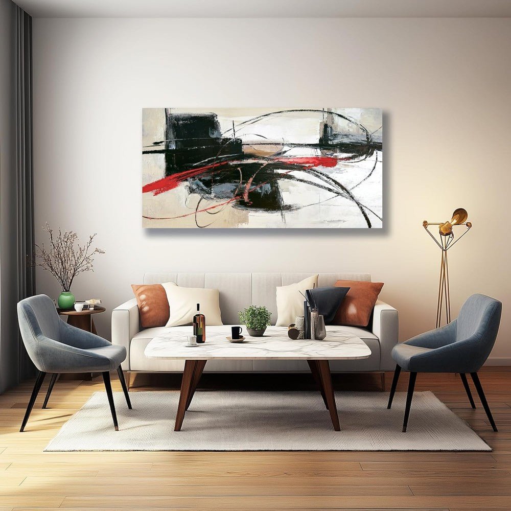 Handmade Oil Painting Canvas Wall Art Decoration Abstract Lines For Home Living Room Decor Rolled Frameless Unstretched Painting - SUPERNEOVONAMy Store 4