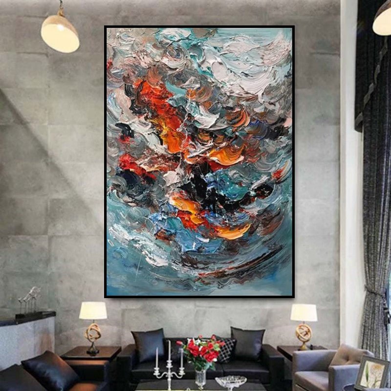 Large Colorful 3D Texture Handmade Oil Painting Original Abstract For Living Room Contemporary Home Decor Scandinavian Art - SUPERNEOVONAMy Store 4