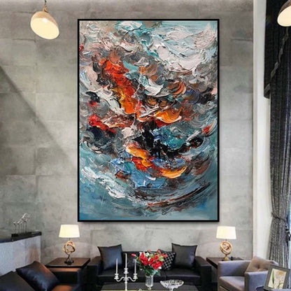 Large Colorful 3D Texture Handmade Oil Painting Original Abstract For Living Room Contemporary Home Decor Scandinavian Art - SUPERNEOVONAMy Store 4