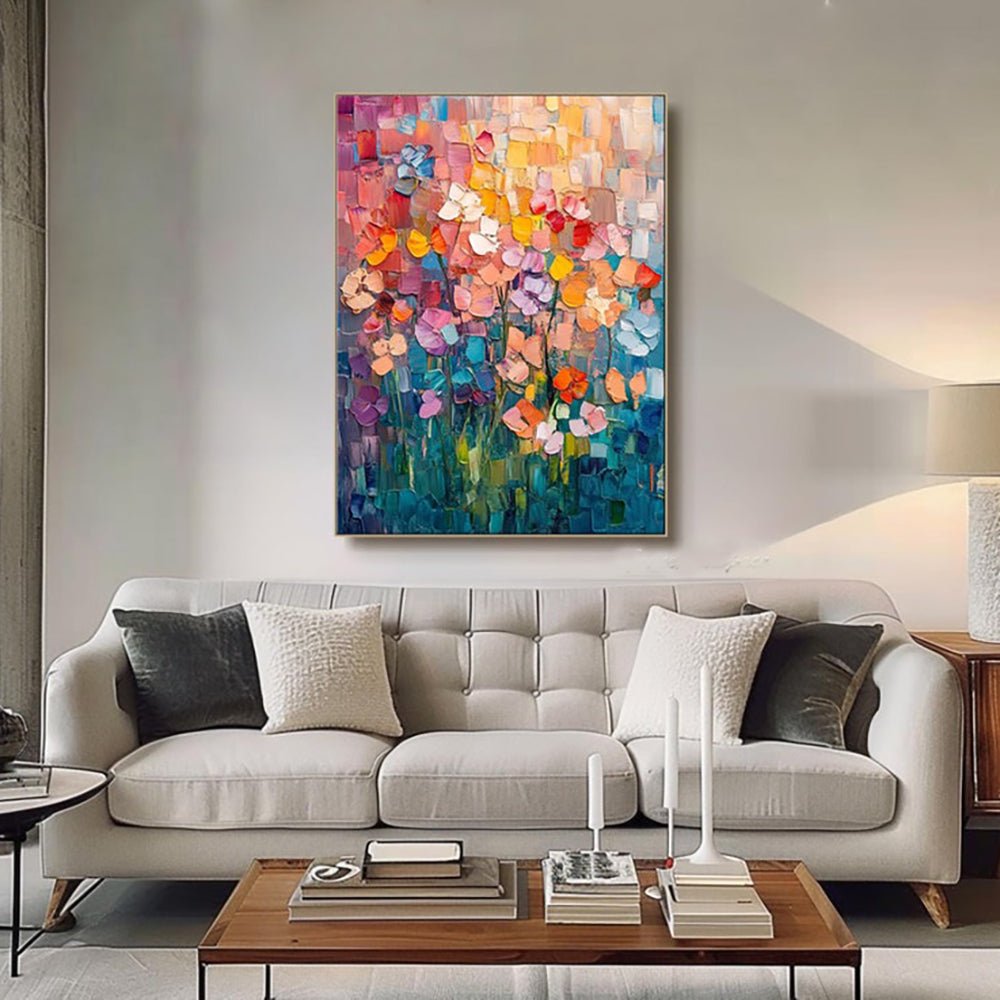 Hand - painted Oil Paintings Abstract Tulip Flower Modern Wall Paintings Home Decoration Art Picture Abstract Canvas Textured 3D Posters Home Room Decor - SUPERNEOVONAMy Store 4