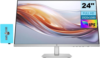 HP Series 5 524sh Monitor (Replaces M24h) 24" FHD IPS 300 Nits Display w/Docztorm USB Port Expander 1x HDMI 1x VGA Flicker - Free - 5 to +25 Degrees Adjustable Tilt Black/Silver (2024 Latest Model) - SUPERNEOVONASUPERNEOVONA
