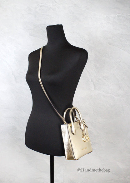 Michael Kors Mercer XS Pale Gold North South Crossbody Bag - SUPERNEOVONASUPERNEOVONA